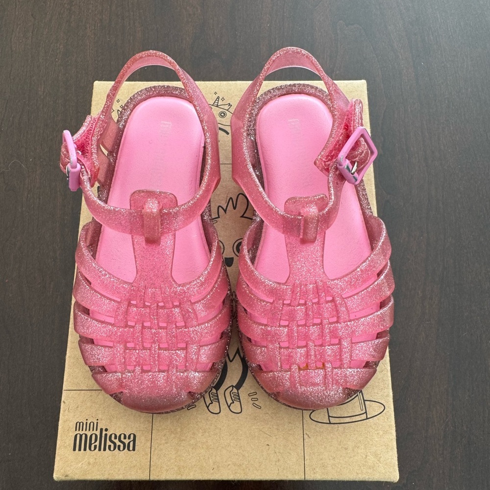Mini Melissa Glittery Pink Kids Sandals